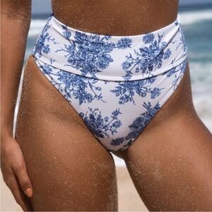NWT Berlook Blue Floral Toile High Waist Bikini Bottom ONLY Size 18